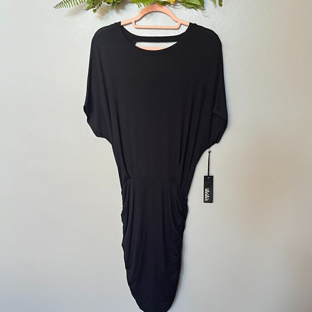 Lulu's Black Draped Back Bodycon Dress Small‎ NWT Elegant Cocktail Holiday Dress